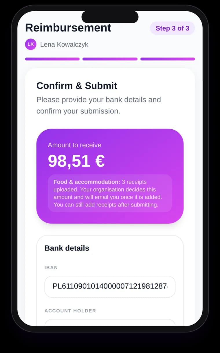 Confirm and submit