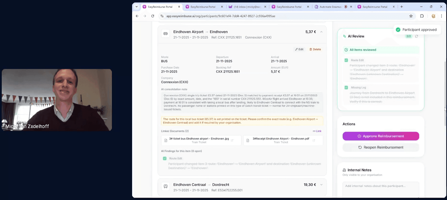 EasyReimburse live demo webinar